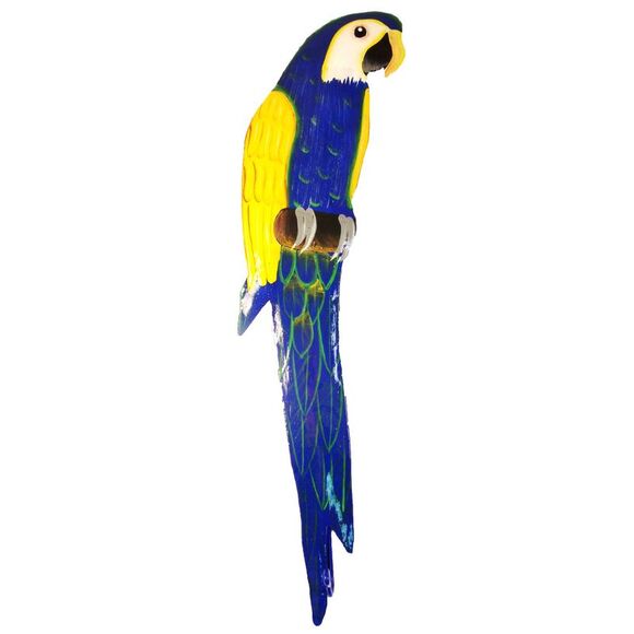 Hatian Metal Tropical Parrot Bath Wall Decor Hooks Blue and Yellow - Picture 1 of 5